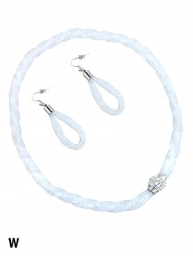 SPARKLE TWIST TUBE NECKLACE & EARRING SET